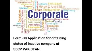 Form-38 Application for obtaining status of inactive company at SECP PAKISTAN.