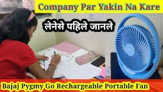 Bajaj Pygmy Go 178 mm Mini Fan with LED Lighting || Rechargeable Fan || Blue Portable Fan