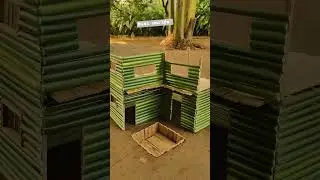 Making a mini bamboo house with swimming pool #shorts #ytshorts #miniworld