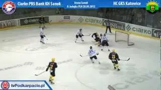 Sanok po dramatycznym meczu pokonuje Katowice! Rąpała zniesiony z lodu na noszach (VIDEO HD)