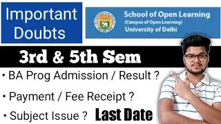 Important Doubts 3rd & 5th Sem Admission 2021 | Du Sol 3rd & 5th Semester Admission 2021