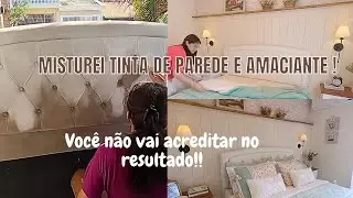 IDEIAS PARA QUARTO DECORAÇÃO RÁPIDA E FÁCIL COMO PINTEI   CABECEIRA DA CAMA COM TINTA DE PAREDE!