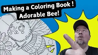 Adorable Bee Coloring Page &ndash; Cute Fluffy Bee Flying Over Flowers | Hand-Drawn Coloring Page