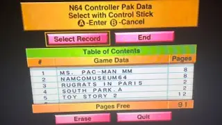A Compilation of Various N64 Controller Pak Menus