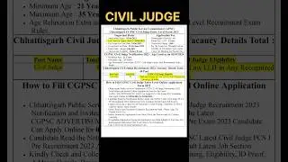 CGPSC CIVIL JUDGE || #cgpsc #civil #judge #upsc #viral #shorts #reels #recruitment #short #ytshorts