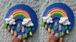 Rainbow making with clay / soft clay art /Rainbow craft wall decor / By Reshmi #trendingvideo 