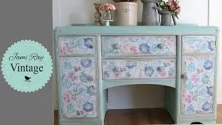 How To Finish A Decoupage Buffet Table | DIY White Wax and Golden Ticket