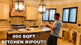 600 sqft Kitchen ripout in 12,000 sqft home! Working Cooking Kitchen Remodel Part 1