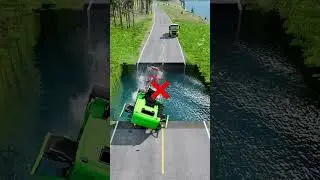Tanker trucks crossing huge water pit #25 | #carsvsrpothole #beamngcrashes #carsvsstairsbeamng