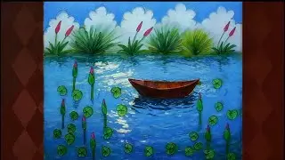 How to draw river scenery/Autumn season scenery drawing/ বর্ষাকাল আঁকা/Scenery drawing #art #autumn