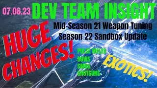 HUGE SANDBOX UPDATE! DESTINY2 DEV INSIGHT MID-SEASON 21 WEAPON TUNING & S22 CHANGES!!