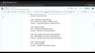 Javascript - Variables - difference between var , let and const  ,(Scope and Hoisting)