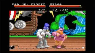 ClayFighter Gameplay - Sega Genesis - Bad Mr. Frosty vs Helga