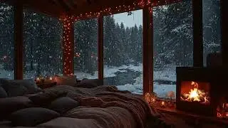 Cozy Winter Cabin Jazz ❄️ Warm Fireplace Ambience & Smooth Jazz Music for Relaxing Nights