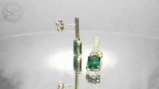 Custom Emerald & Diamond Yellow Gold Earrings