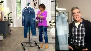 LOGO by Lori Goldstein Shadow Patch Boyfriend Jeans on QVC