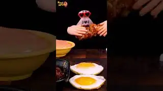 Supreme Seasoned Chicken, Kielbasa Black Bean Noodles, Fried Egg! ASMR Mukbang Eating Show!