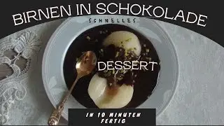 Dessert mit Birnen schnell. Birnen in Schokolade. Schneller Nachtisch