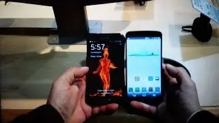 LG G Flex Sprint Hands On & Note 3 size comparisson 2014