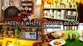Green & White Winter Decor: Cozy Cottage Farmhouse Home Tour 2026