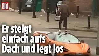 Vandalismus-Attacke: Passant trampelt 250.000-Euro-McLaren zu Schrott