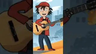 Cartoon Boy with guitar singing #ai gemini #yt #youtubeshorts #viral #music #live #love #trending ❤️