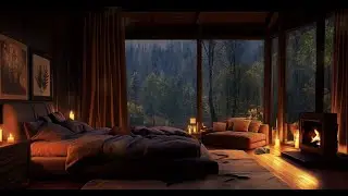 Cozy Bedroom Rain, Fireplace & Bird Ambience 🌧️🔥🕊️ | Sleep, Study & Relaxation Sounds