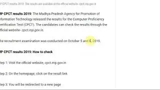 Madhya Pradesh MP CPCT results 2019 declared, how to check