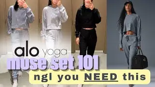Alo Yoga MUSE 🎭 Комплект 101 | фут. Стальной серый, меланжевый, черный, спортивный, меланжевый се...