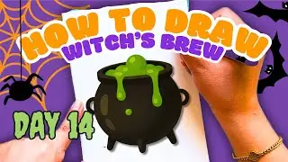 Easy Step by Step Witch&rsquo;s Potion Drawing for Kids - Halloween Drawing Challenge Day 14