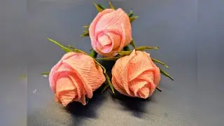 Twisted Rose flower using crepe paper | Easy Craft Idea | Home Decor | DIY Flowers 