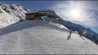 Skiing on the Red Slope Sasso Nero in Chiesa Valmalenco Ski area, italy, January 2024 🇮🇹