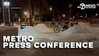 Washington Metro holds a press conference amid snow delays and cancellations