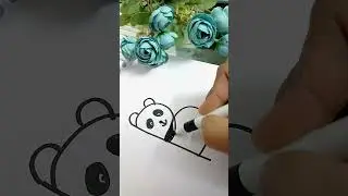 How to draw easy panda 😍 #art #shorts #panda