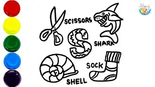 How to Draw Alphabet Letter S for Shark,Shell,Sock and Scissors | Alphabet Letter S For Drawing Easy