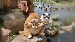 Funny Cat Animation 😂 Romantic Dinner Turned Into Lake Fall | Cattix Studio