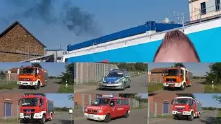 [BAGGER BRENNT LICHTERLOH] Einsatzfahrten FF Jeßnitz, Wolfen-Altstadt und Nord, Raguhn und Polizei