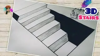 How To Draw 3D Hole & Stairs | Very Easy 3D Drawing | Anamorphic Illusion | 3D Trick Art on paper