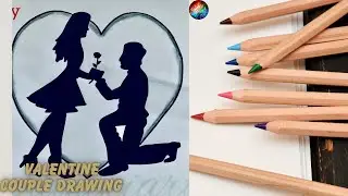 Valentine Couple Drawing / Boy Propose Girl Drawing #proposeday