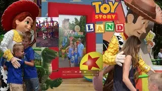 Meeting Buzz, Jessie, and Woody at Disney's Hollywood Studios Toy Story Land!  | Vlog Van Kids TV