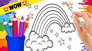 How to draw cute rainbow drawing for beginners|super easy drawing for kids&toddlers|colorful❤💛💚💙💜