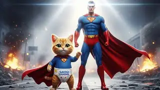 Ginger Super Kitten Helphing Super Man Vs Alien Robot