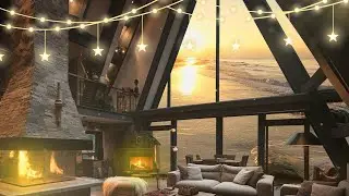 Calming Ocean Sounds & Fire Crackling 🌊 Cozy Beach ASMR for Sleep & Relaxation