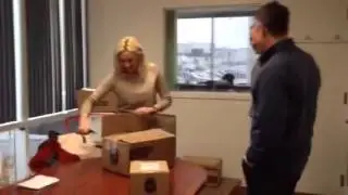 Monika Wiela unpacking GiveBackBox