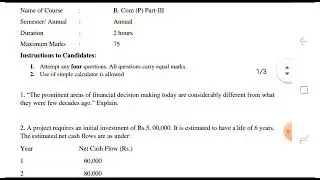 #B.COM 2020  3rd Year (Financial Management OBE  Question Paper )2020