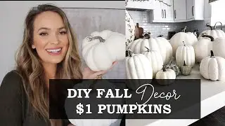 DIY FALL DECOR $1 PUMPKINS || EASY DIY FALL DECOR PROJECT || SUPER CUTE WHITE CHALK PUMPKINS