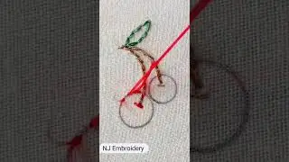 Fruit embroidery! I embroidered two cherries. If you like it, please give me a thumbs up!#shorts
