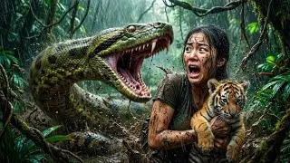 STRANDED IN A PREHISTORIC JUNGLE 😱 | Girl Saves Tiger Cub from Giant Anaconda | Survival Story
