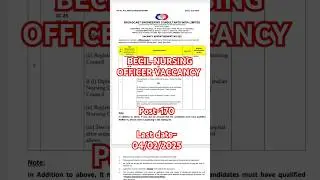 BECIL NURSING OFFICER VACCANCY 2025 APPLY NOW
