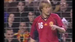 Debut de Gaizka Mendieta con la selecci&oacute;n. Espa&ntilde;a vs Austria. A&ntilde;o 1999